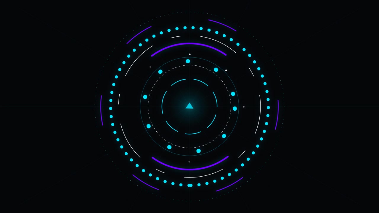 Abstract Digital HUD Interface with Rotating Circular Elements