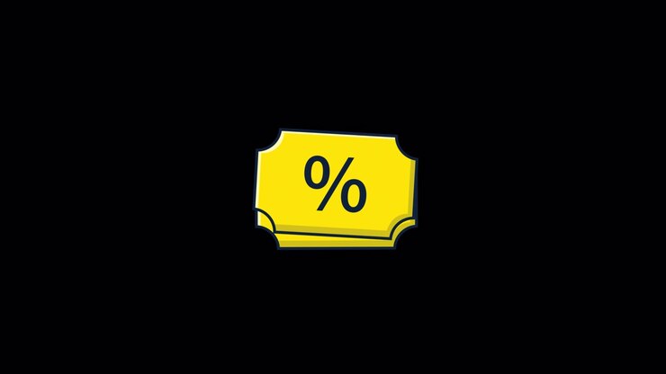 Buono sconto giallo animato con simbolo di percentuale