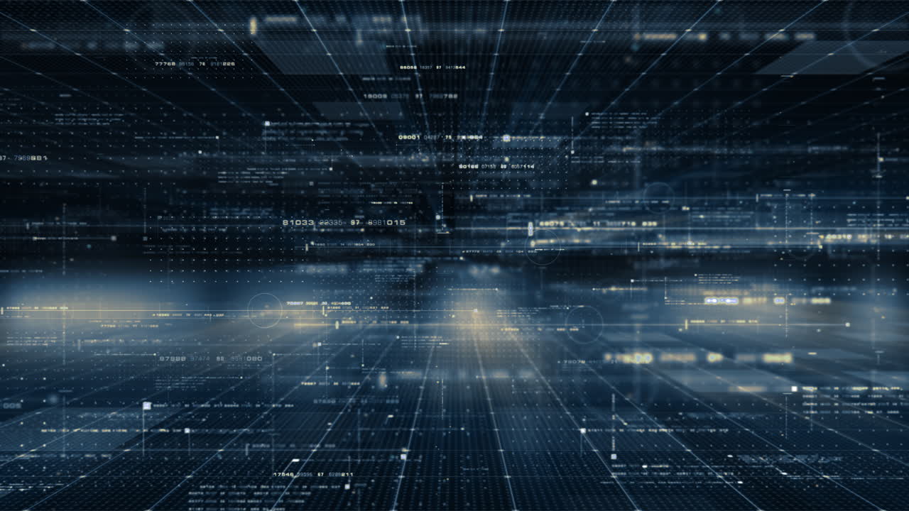 Futuristic digital generated motion abstract matrix cyber environment big data analytic artificial intelligent simulation, loop video with alpha channel for digital background