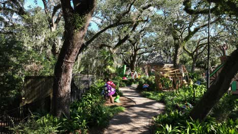 Aerial-view-of-Storyland-in-New-Orleans,-Louisiana-at-City-Park