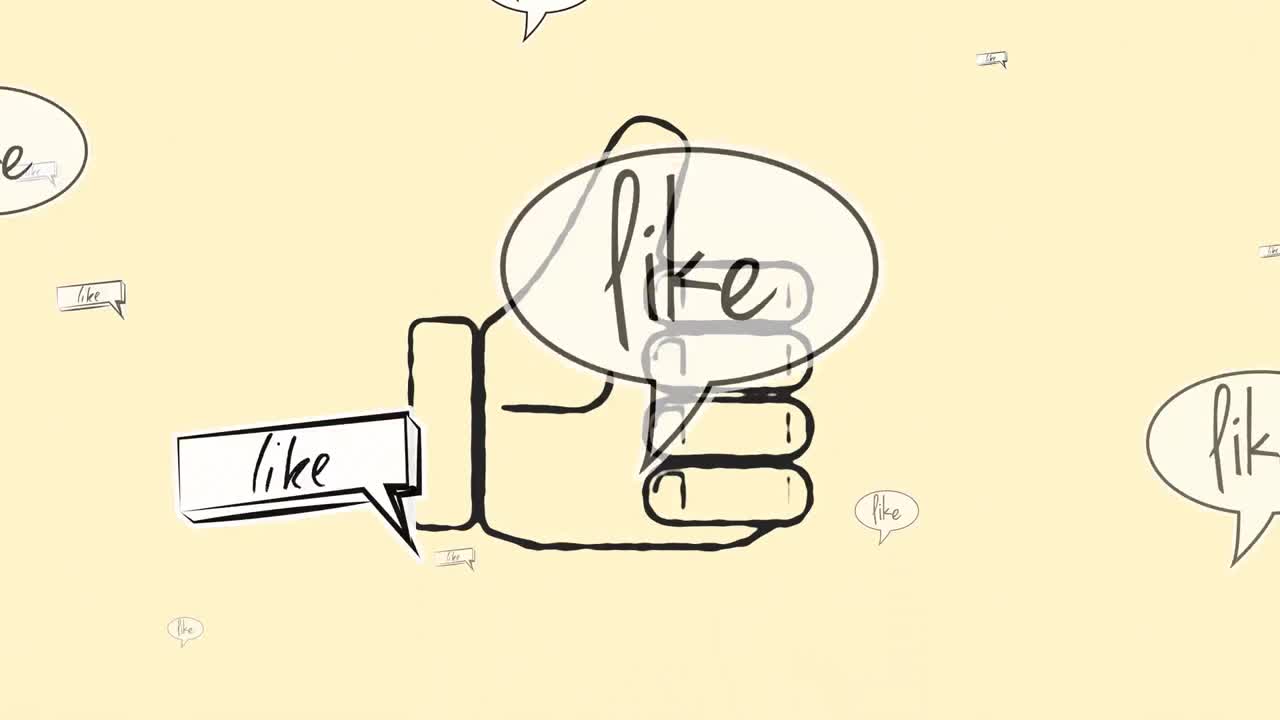 노란색 배경의 아이콘 위에 같은 텍스트를 가진 음성 거품의 애니메이션