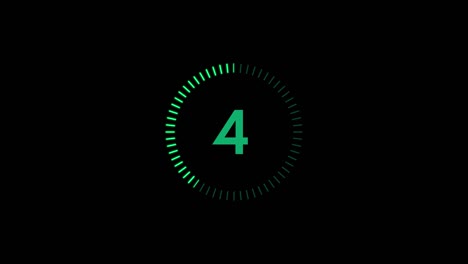 ten to one modern green digital countdown timer with circle bar on easy-to-use transparent background
