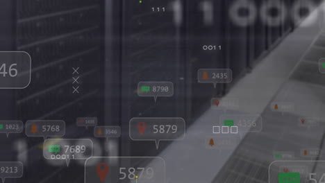 animación de procesamiento de datos y placas base y servidores de computadoras