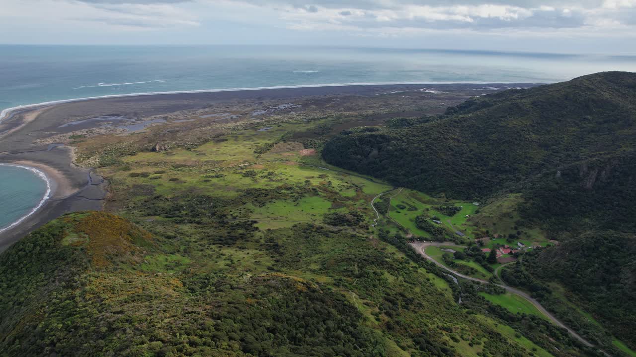 Aerial View of Stunning Coastal Landscape in New Zealand