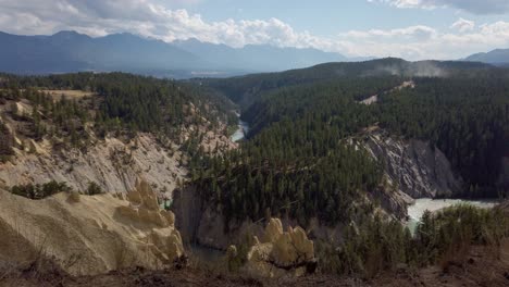 Hoodoos-Mountain-range-Toby-Creek-Invermere-British-Columbia-pan-circling