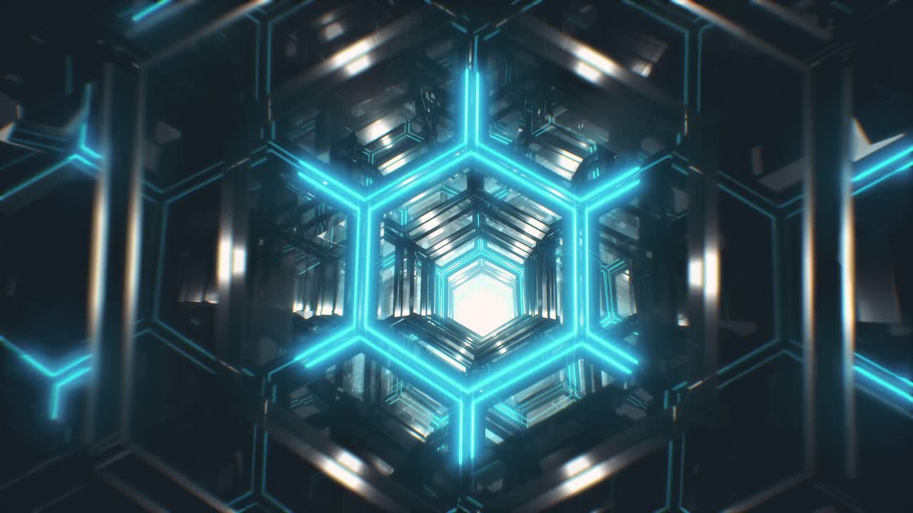 Abstract Futuristic Hexagonal Tunnel