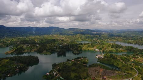 time lapse guatape reservoir aerial view near medellin colombia natural paradise piedra del penol