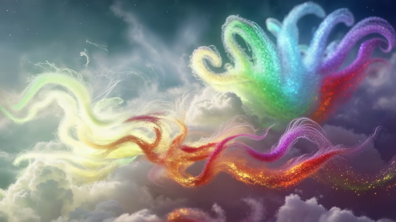 Ethereal Rainbow Cloud Creature in the Sky