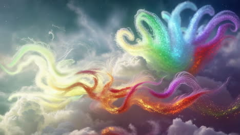 ethereal rainbow cloud creature in the sky