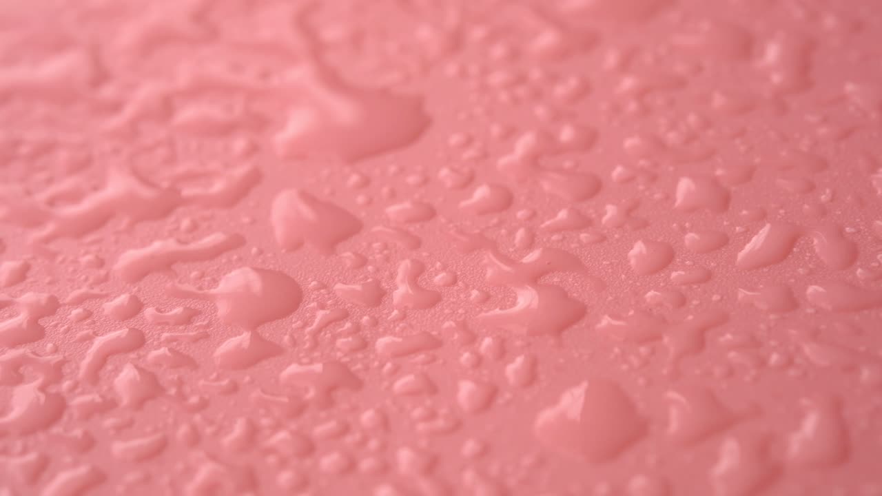 분홍색 표면에 물방울