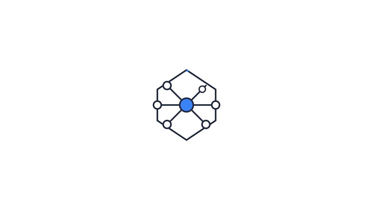 Animated Hexagonal Network Diagram Forming on White Background
