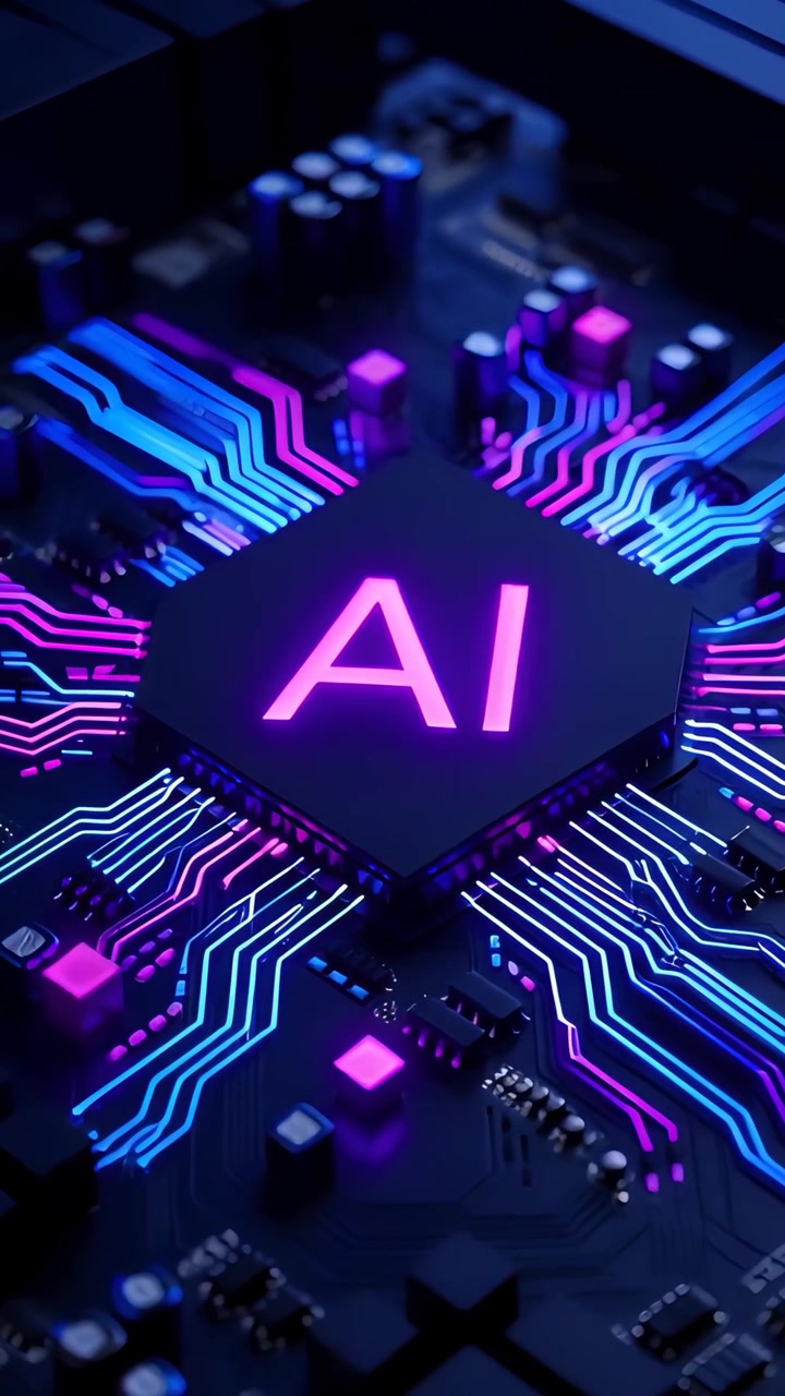 Futuristische KI-Chip-Motherboard-Technologie Hintergrund 4K