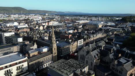 aerial drone footage of the old town of inverness, scotland in the highlands