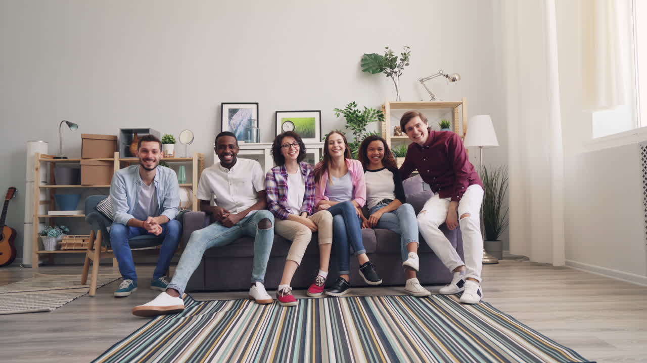 Group of Friends in Living Room