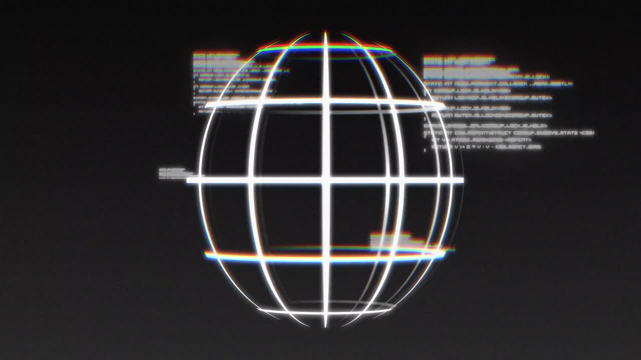 animación del globo y procesamiento de datos sobre fondo negro