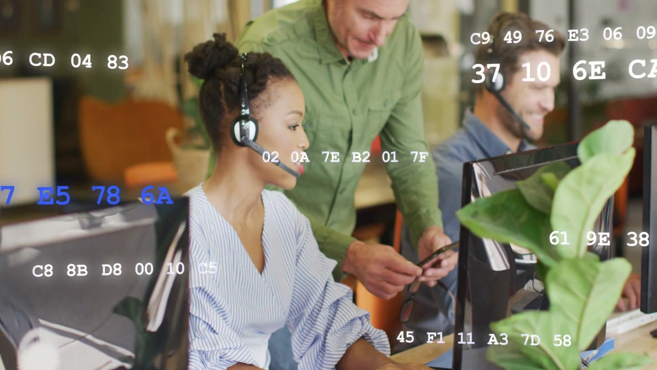 Vertical video: Lead walking in, showing phone and guiding support agent typing with code to help