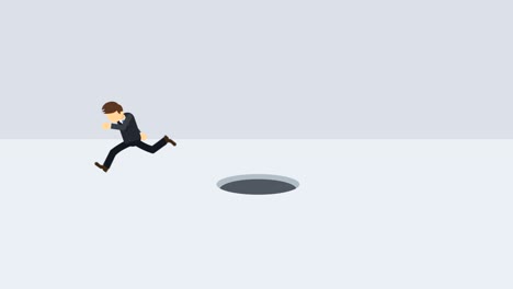 business man jump over the hole. risk concept. loop illustration in flat style.