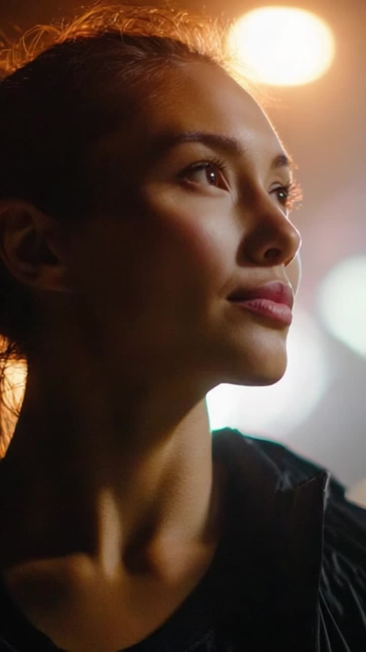 A Portrait of Contemplation: Capturing the Essence of a Young Woman in Soft Lighting, Highlighting Her Features Against a Dreamy Background with Bokeh Effects