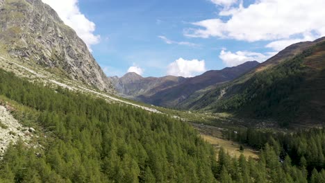 imágenes aéreas de drones de 4k sobre un valle de río alpino