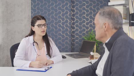 senior man and doctor meeting in a hospital.