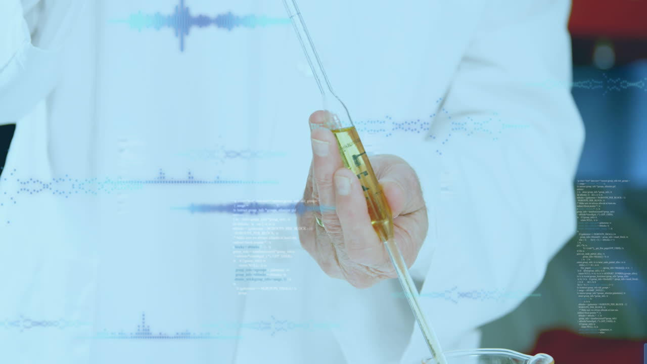 실험관으로 백인 과학자에 대한 데이터 처리의 애니메이션