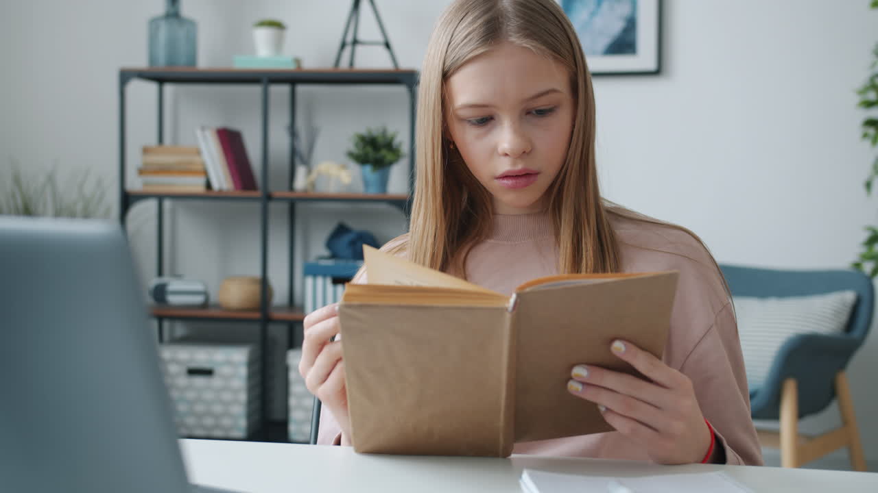 Teenage Girl Reading at Home