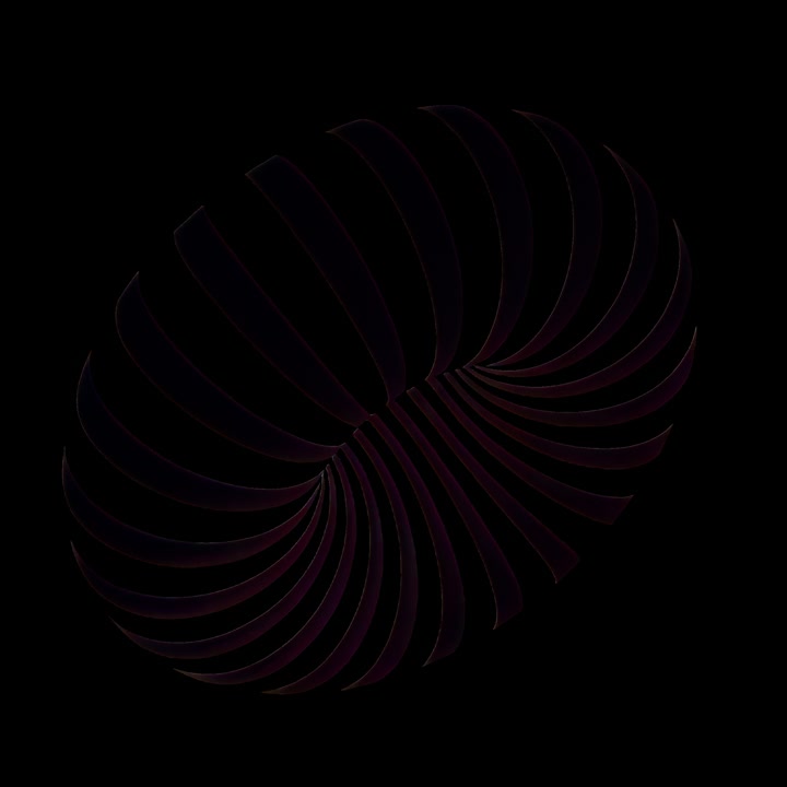 Abstracte zwarte spiraalvormige animatie als geïsoleerd element, transparante 4K-video, alfakanaal, ProRes.