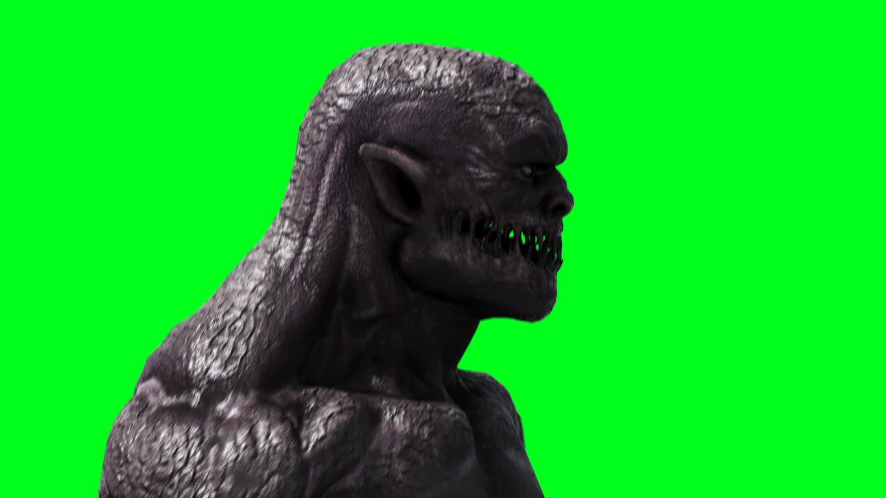 animación de monstruos aterradores. físico, movimiento, desenfoque. animación realista en 4k. pantalla verde