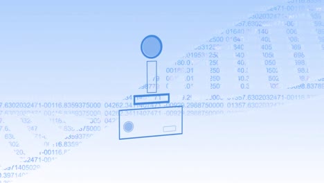 animation of electronic device and dna on light blue background