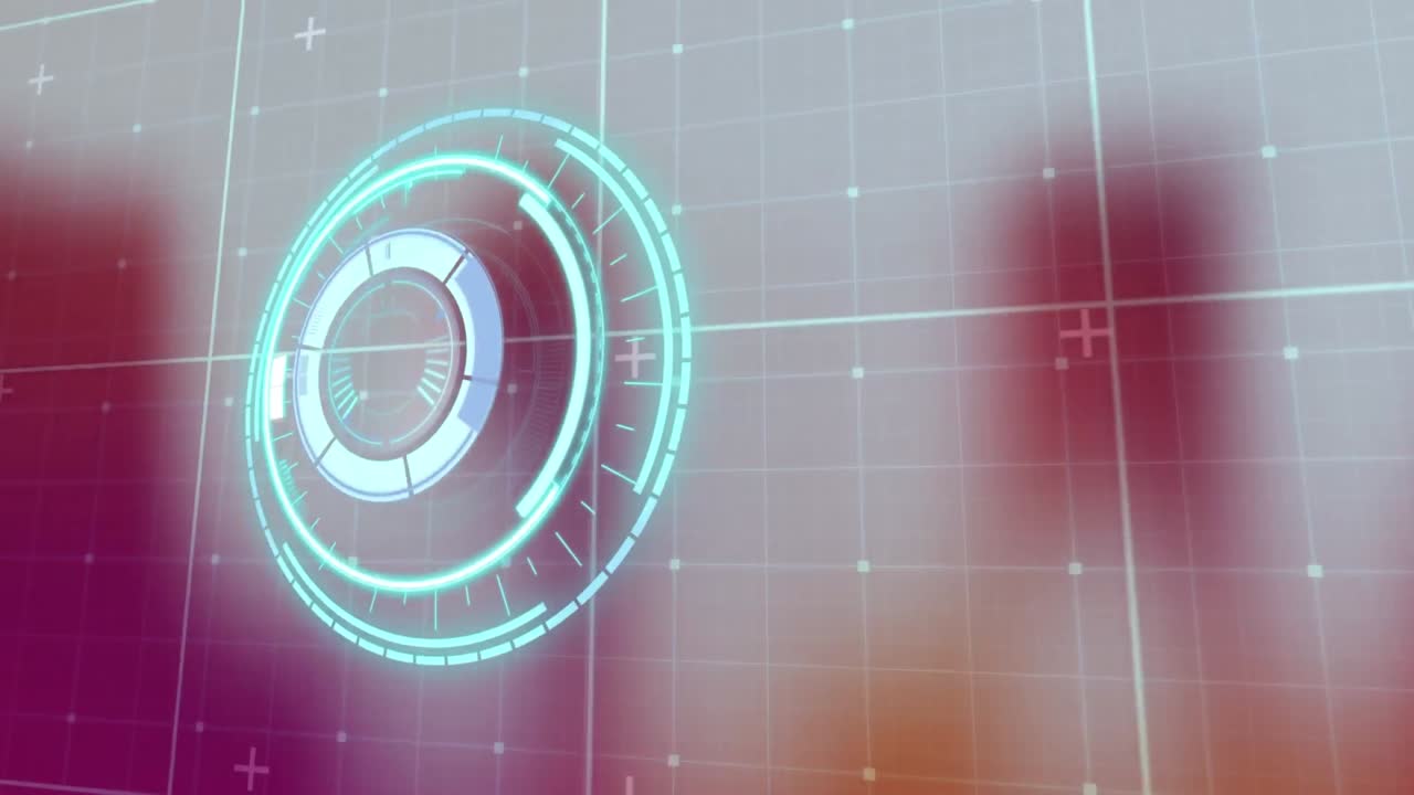 animación del alcance del escaneo sobre la cuadrícula y el fondo colorido