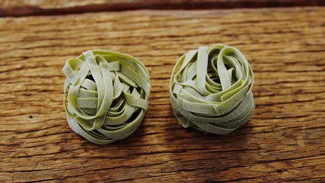 close-up of green fettuccine