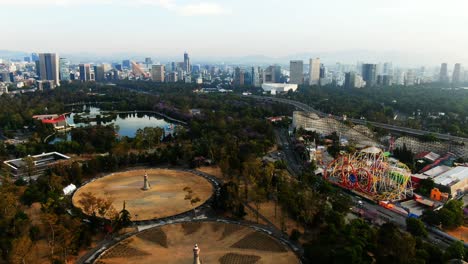 Aerial-footage-of-chapultepec-park-second-section,-Mexico-city