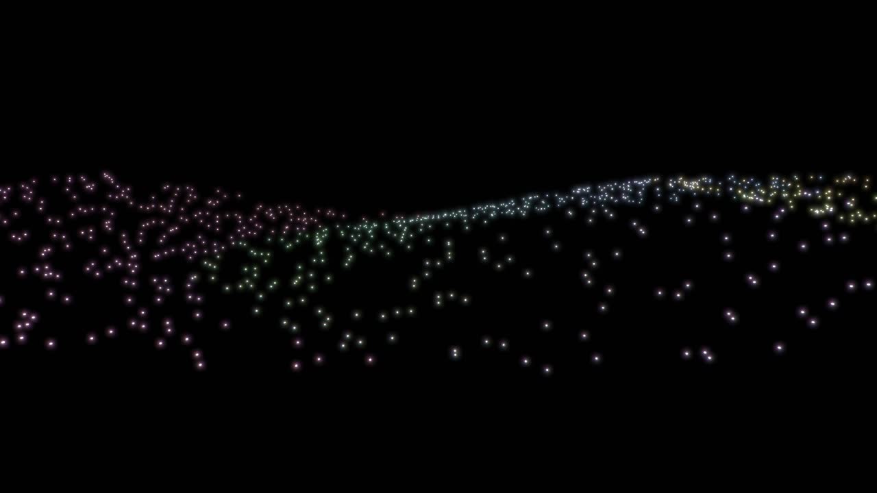 무지개 파동 입자의 움직임, 모션 추상 우주, 검은 바탕에 있는 다채로운 점, 원활한 루프 스 비디오