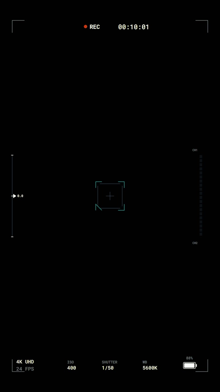 Digital Camera Viewfinder Interface Overlay on Black Background