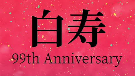 일본어 60번째 생일 축하 칸지 문자 메시지 모션 그래픽