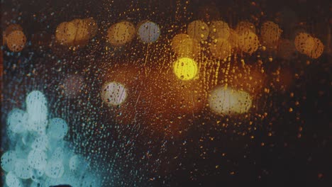 bokeh lights on a rainy winter night