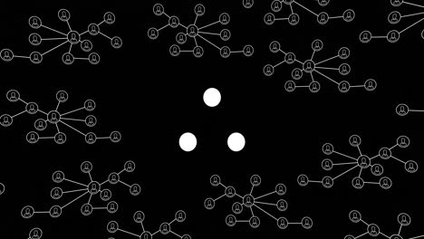 animation of connections, data processing over grid and dark background