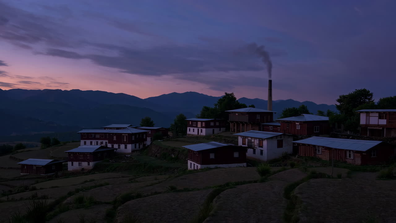 Mountain Village at Dawn/Dusk