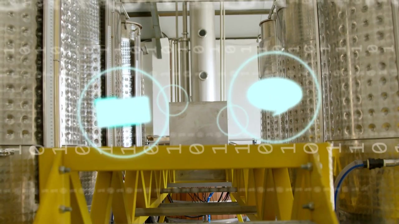 AR icons appearing over yellow ladder, drifting with binary, visualizing system data