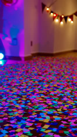 colorful confetti party in a room