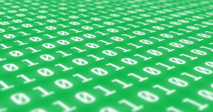 Digital Binary Code Streaming on Green Background