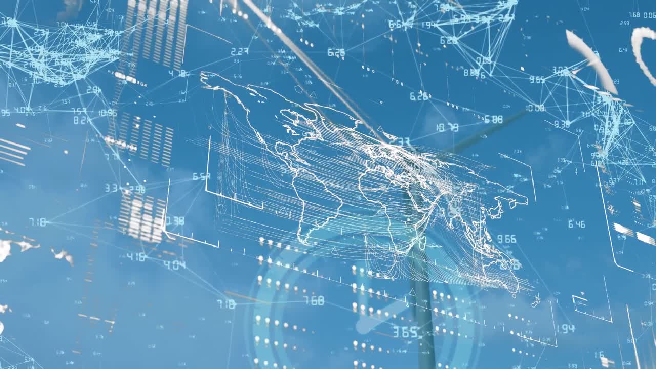 풍력 터빈에 대한 시계, 통계 및 데이터 처리의 애니메이션