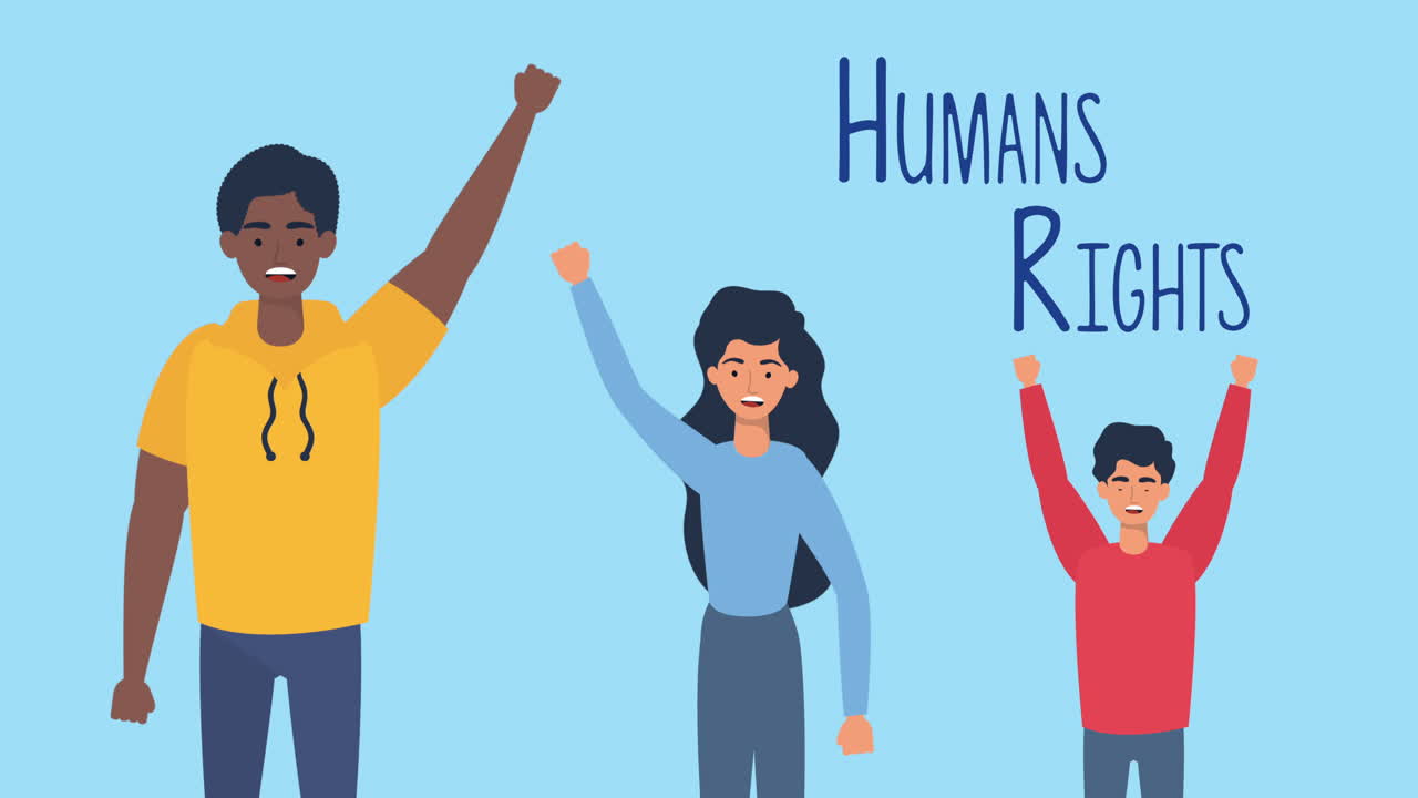 human rights animation with people protesting