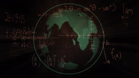 Animación-Del-Globo-Terráqueo-Y-Procesamiento-De-Datos-Sobre-Ecuaciones-Matemáticas.