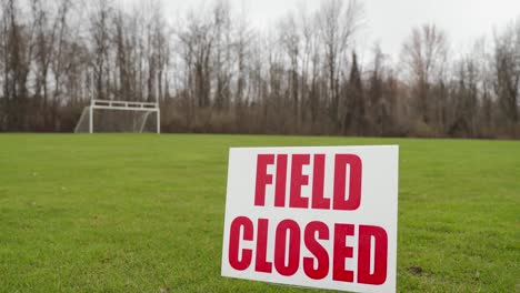 closed football field due to covid-19 outbreak in spencerport in new york, usa - wide shot