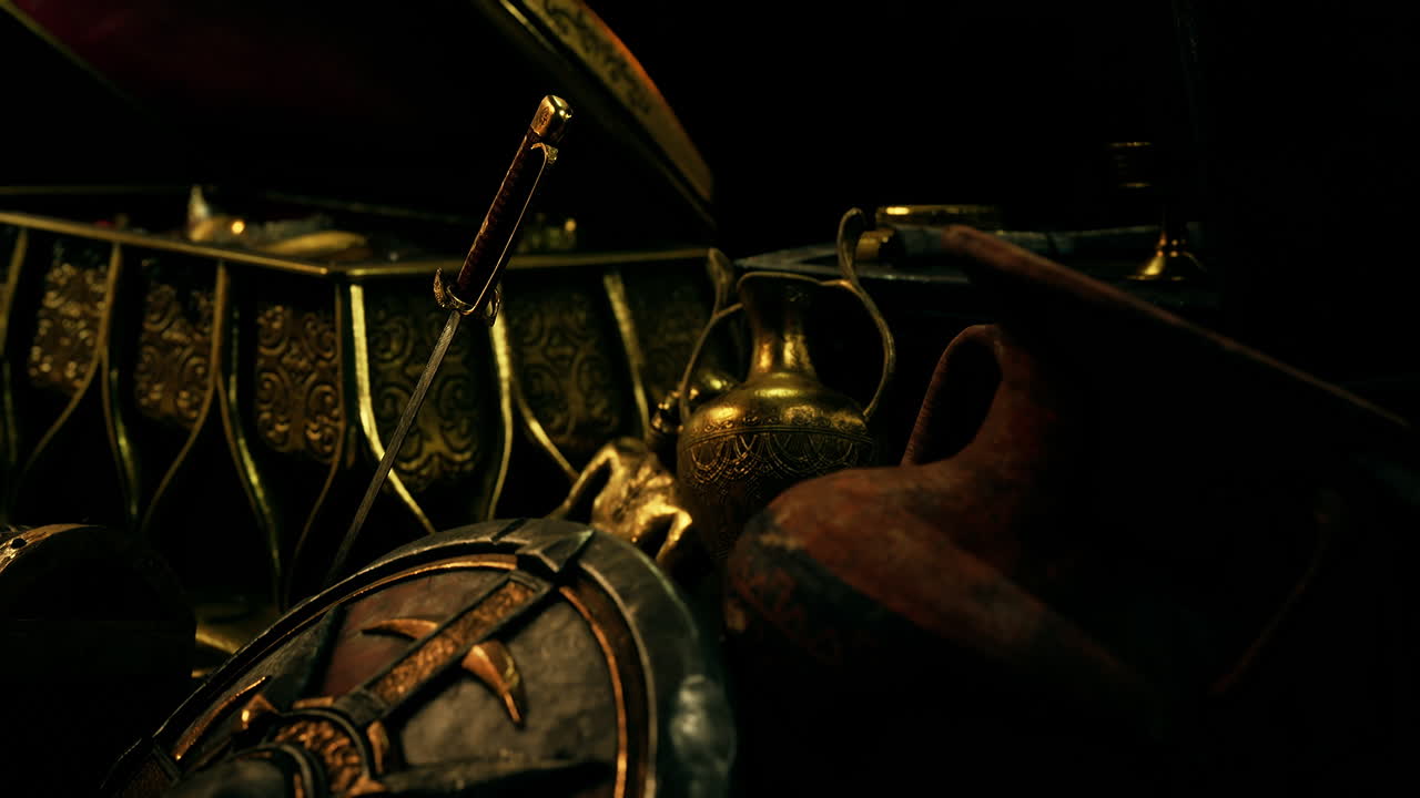 어 ⁇  속에서 보석과 금 동전을