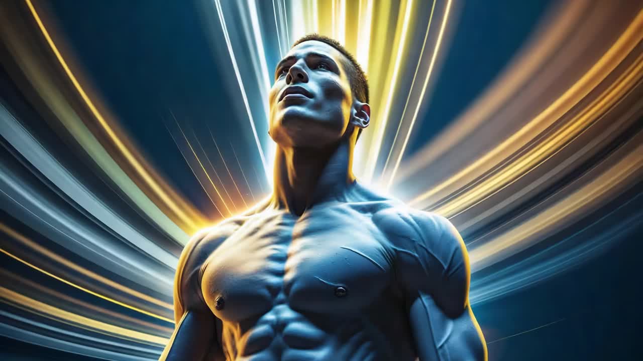 A Powerful Man with Light Trails