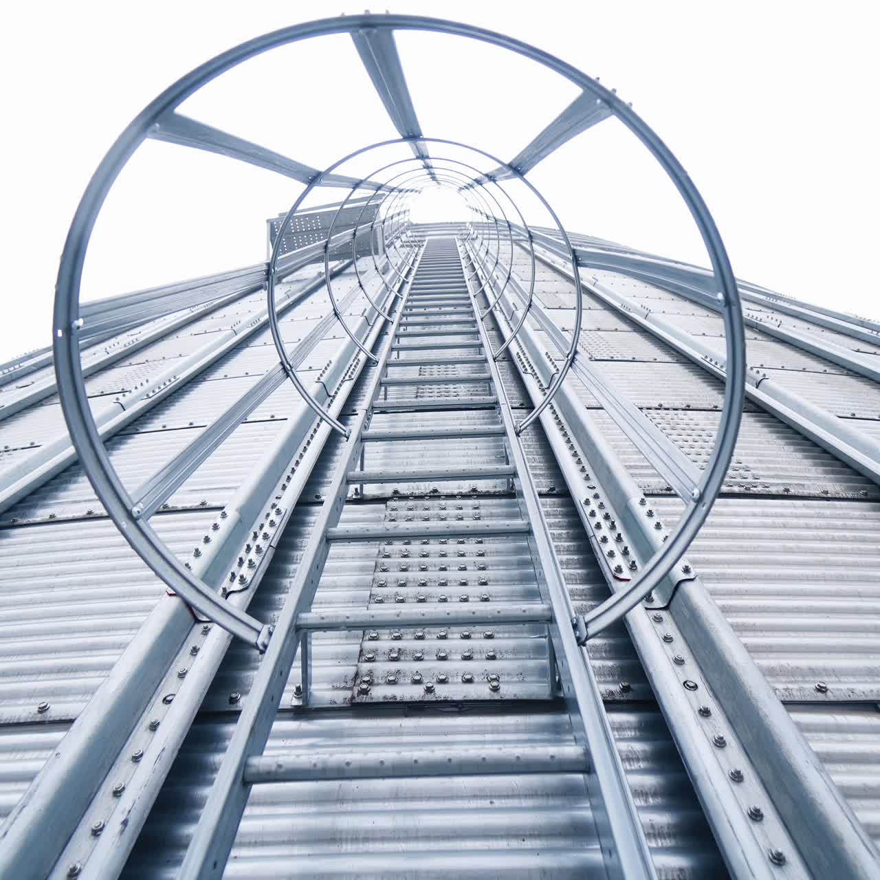 Steel hude agricultural storage for farming. Big storage elevator construction