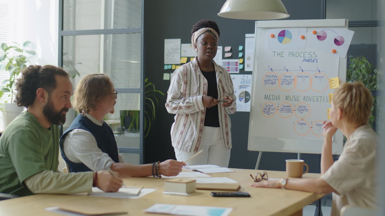 Black Woman Giving Presentation at Office Meeting