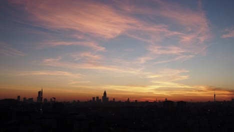 city skyline at sunset